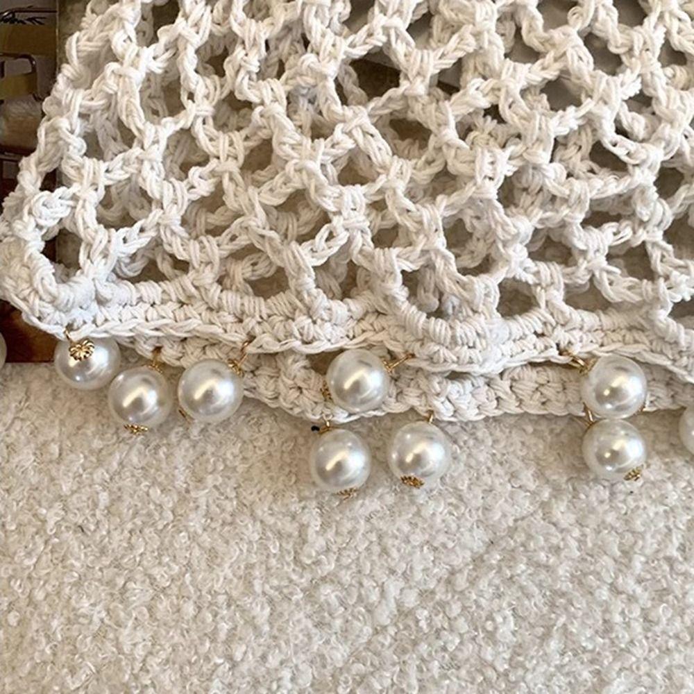 Round Beads Crochet Hollow Tassels Knitted Hat Bohemian Style Ethnic Style Hat Outdoor