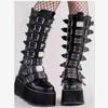Fashion Women Boots Plus Size Platform Thick Heel Boots Women Punk Gothic Black Buckle Shoes Woman 2024 Fashion Women's Boots Outdoor