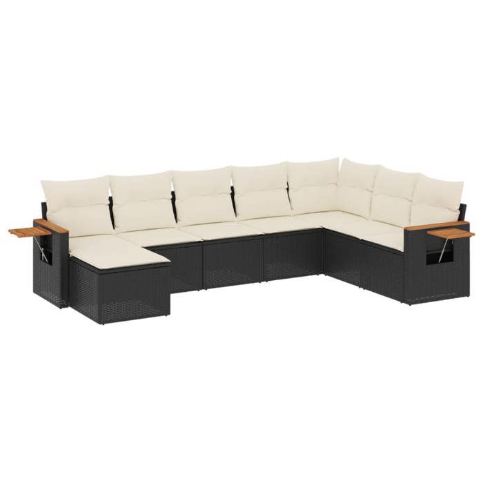VidaXL Salon de Jardin avec Coussins 8 pcs, Canapés de Terrasse, Ensemble de Meubles de Patio, Mobilier d'Extérieur, Noir 3259487