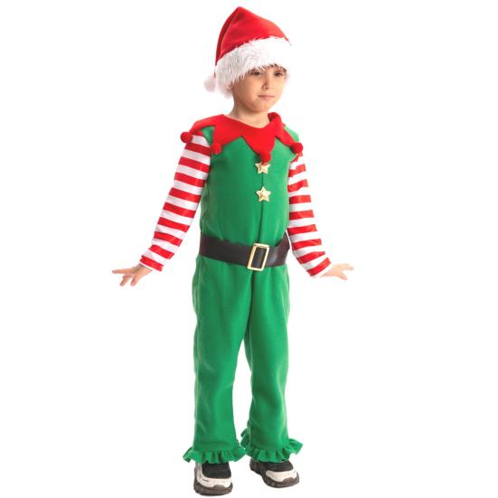 Christmas Onesie Costume for Kids Gingerbread Man/Santa/Green Elf Cosplay Outfit Unisex Plush Bodysuit for Halloween Christmas Carnival Festival