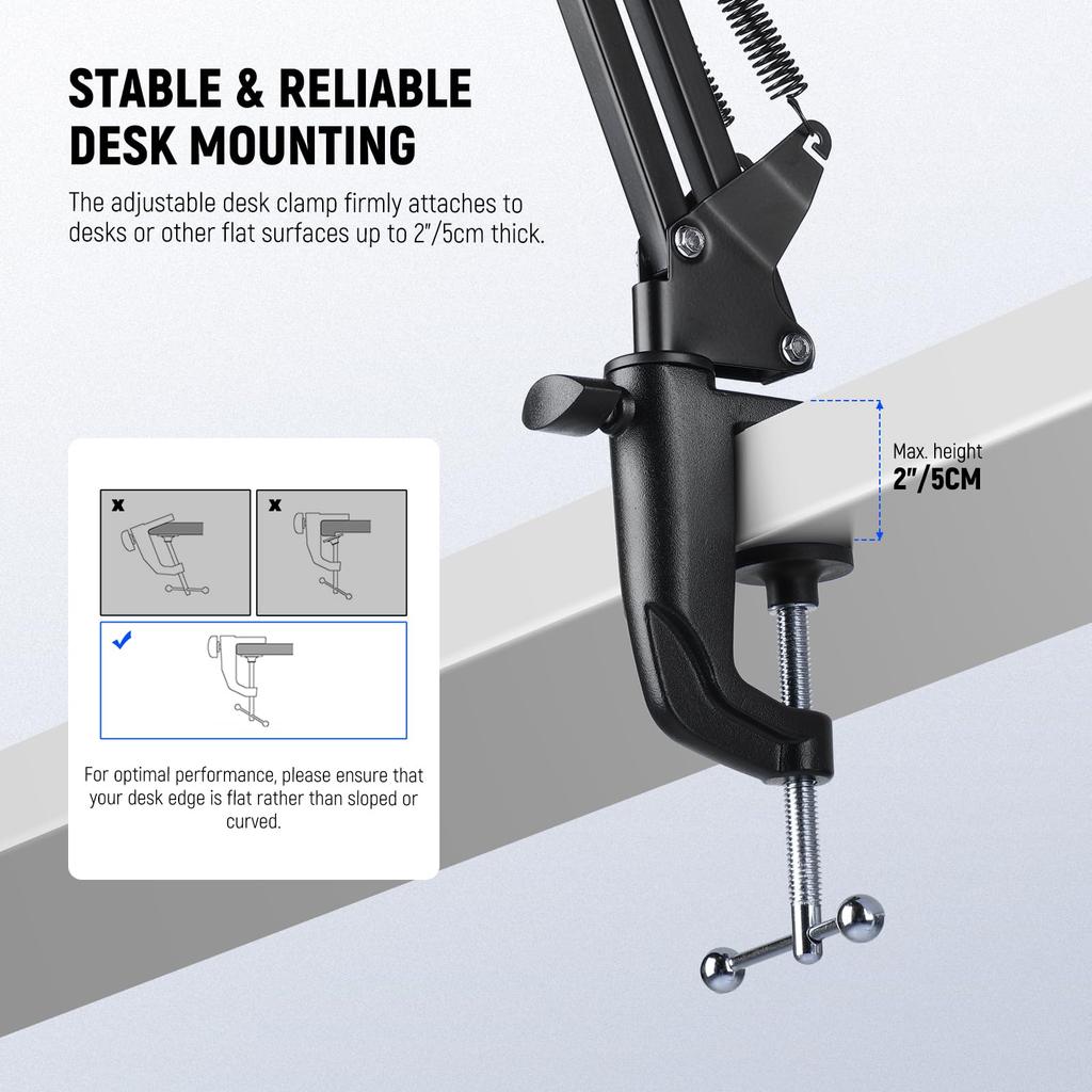 NEEWER Microphone Arm Stand Microphone Suspension Boom Microphone Arm Tabletop Mount with Clip Adapter Tabletop Microphone Holder Microphone Scissor
