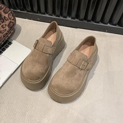 Маффины на толстой подошве женские новые осенне-зимние велюровые ботинки Boken на одной педали, две хлопковые обуви