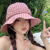 Женская солнцезащитная клетчатая шляпа в японском стиле с бантом-бабочкой - Широкие поля для более стройного вида