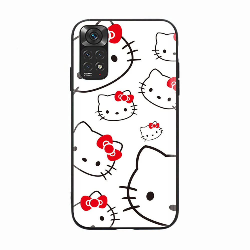 Чехол H-8 Lovely Hello Kitty Black Sofe для iPhone 16 15 Plus 14 13 Mini 12 11 Pro 8 6 6S SE 5 XR XS Max Realme C30 C33 C32 9I VIVO V29 V27 V23 Y36
