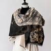 Autumn And Winter Peony National Style Literary And Artistic Style Texture Printing Double-Sided Warm Scarf Shawl