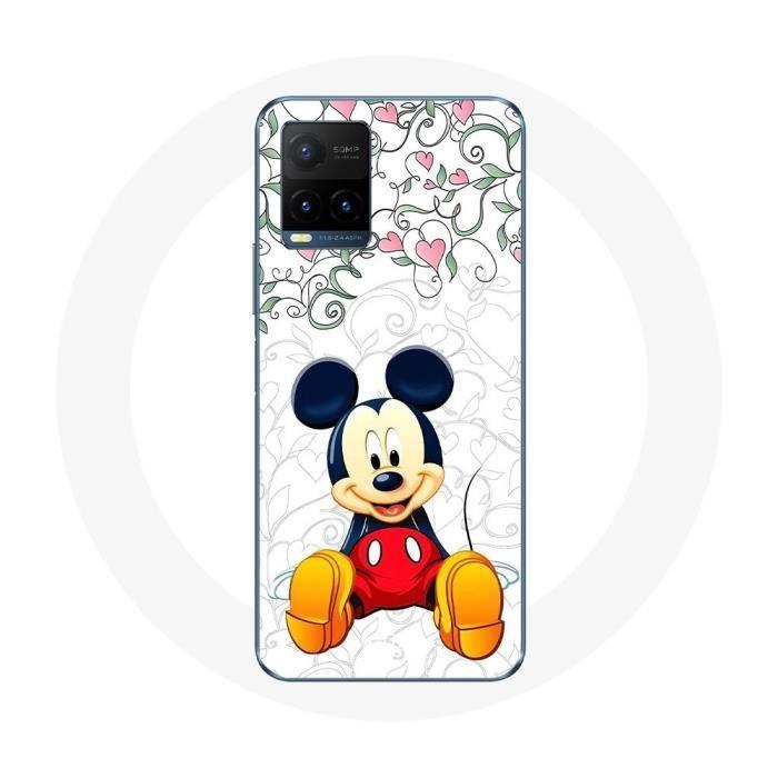 Coque pour Vivo Y21s 2021 / Y21 2021 Mickey Mouse Fleurs Cœurs