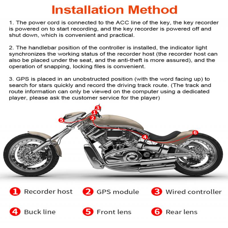 WIFI Мотоциклетный видеорегистратор DVR Двойная 1080P передняя и задняя водонепроницаемая камера для мотоцикла Поддержка воспроизведения видеозаписей Регистратор