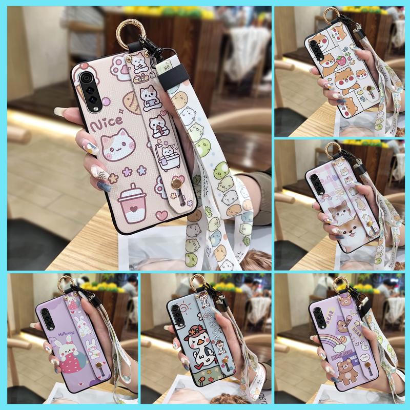 Anti-knock Ring Phone Case For LG Velvet 4G/5G Dirt-resistant Phone Holder Lanyard Silicone Soft Case Cartoon Wristband