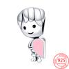 925 Sterling Silver Love Boy Charm Fit Fashion 3mm Bracelet and Necklace Beautiful Christmas Gifts for Girls