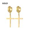 2pc Stainless Steel Men Cross Stars Punk Dangle Earrings Gothic Woman Cross Ear Hoop Earrings Huggies Pendant Piercing Jewelry