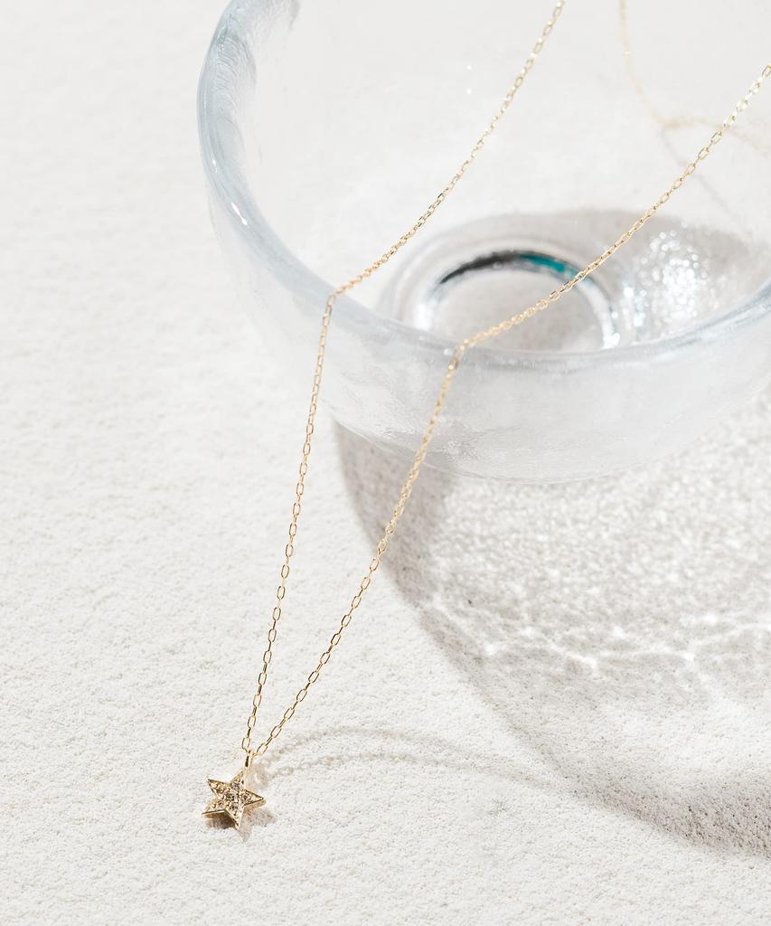 Ожерелье из желтого золота K10 со звездой и бриллиантом L&Co 66-7646