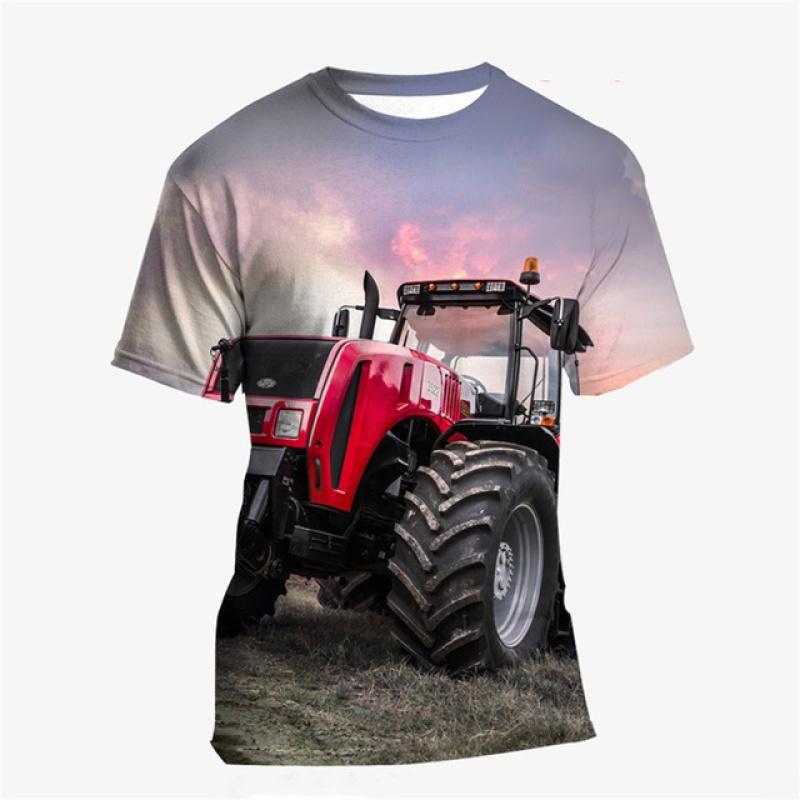 Верхняя одежда для детей 2024 года, новые летние повседневные детские футболки, футболка для мальчиков, 23 цвета, футболки с изображением машин, тракторов, для девочек