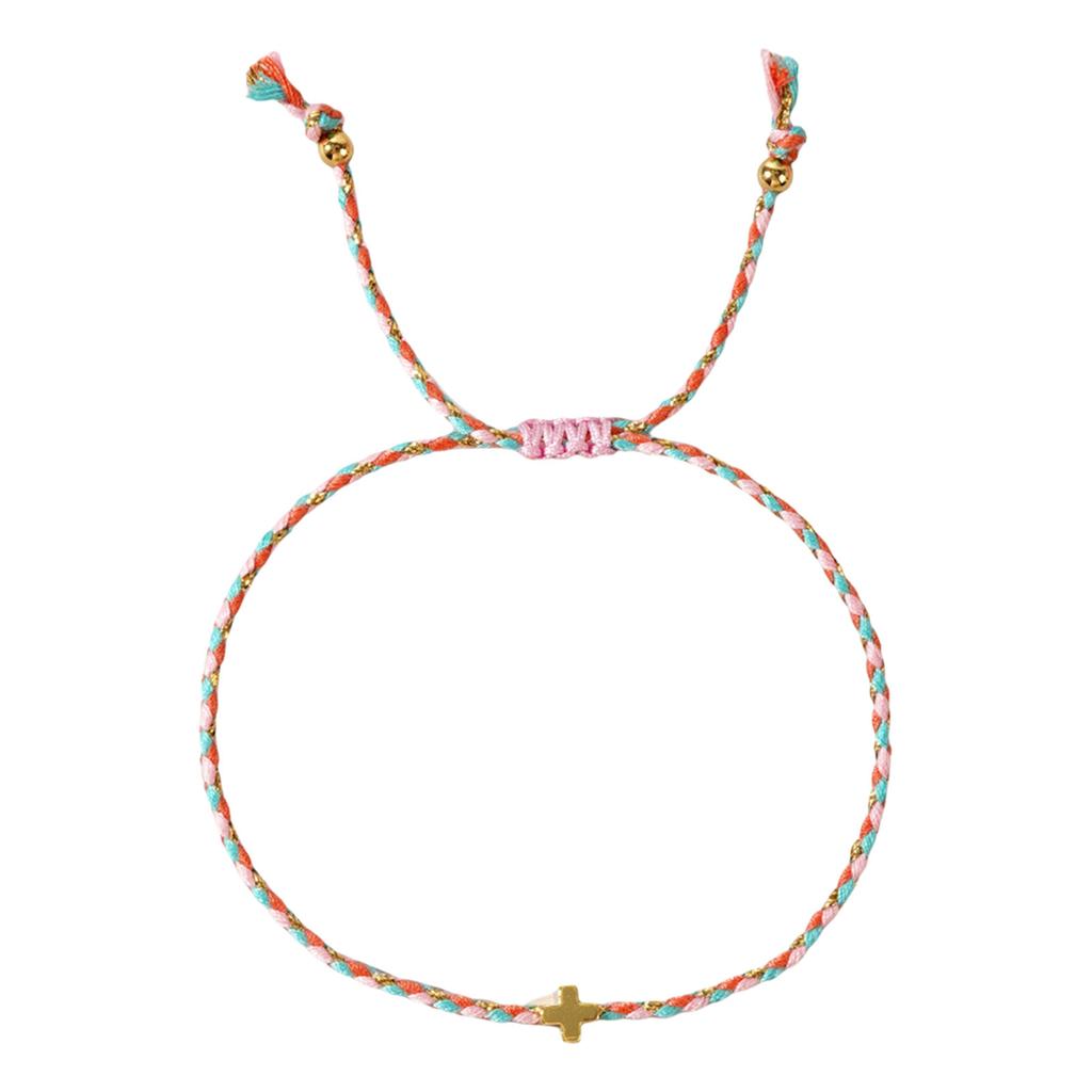 Multipurpose Bohemian Retro Styles Cotton Rope Crosses Bracelet Adjustable Multilayer Designs for Men and Women