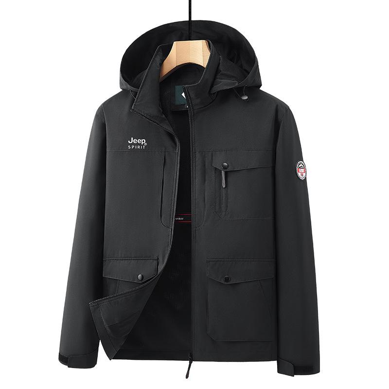 Новые куртки для активного отдыха среднего и пожилого возраста с несколькими карманами и съемными капюшонами, свободные ветрозащитные куртки больших размеров на весну и осень для мужчин