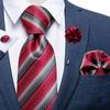 Classic 8.5cm Necktie Set for Men Striped Tie Silk Tie With Brooch Pin Hanky Cufflink Business Party