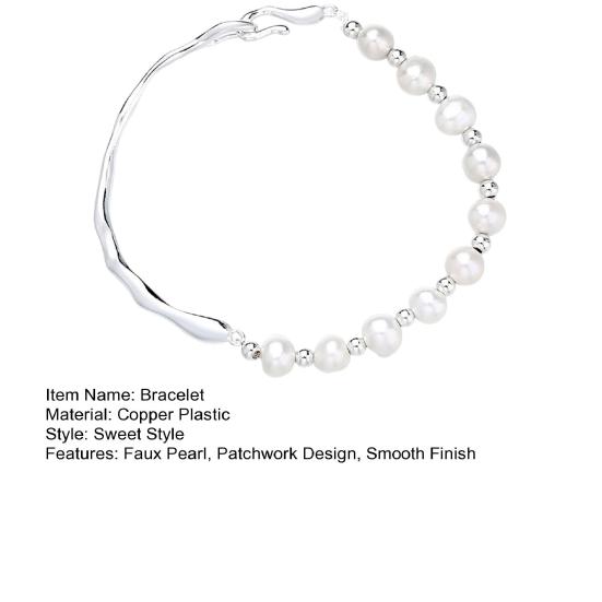 Женский браслет из искусственного жемчуга, гладкие бусины, полубраслет, полубраслет, звено, пэчворк, наручные украшения для выпускного вечера, ежедневные подарки