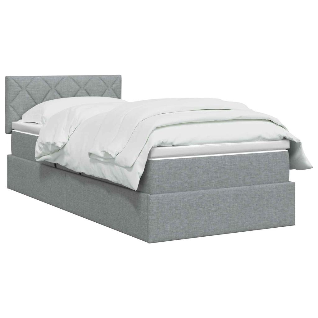 Storage Bed with Mattress Light Grey 90 x 200 cm Velvet