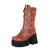 Ladies Punk Platform High-heeled Boots with Thick-soled Handsome Rear Zipper Large Size Stage Boot Fashion  Women's Shoes PU