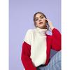 Women Gorgeous Red Colourblocked Knitted Sweater