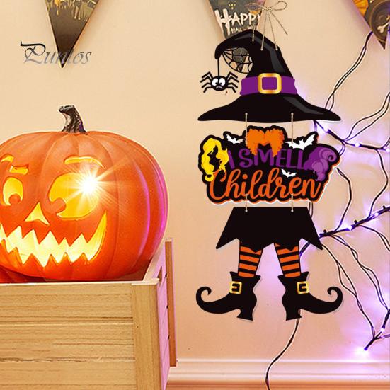 Счастливый Хэллоуин Дверной Знак Жуткая Тыква Призрак Летучая Мышь Скелет Крытый Открытый Передняя Дверь Настенное Украшение Добро пожаловать Дверная Табличка Домашние Праздничные Атрибуты