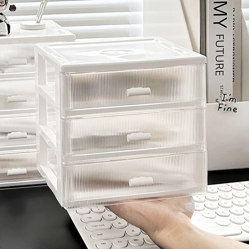 Desktop Storage Box Acrylic Drawer Type Small Box Home Office Student Desk Stationery Sundries Cosmetics Plastic Storage Racks