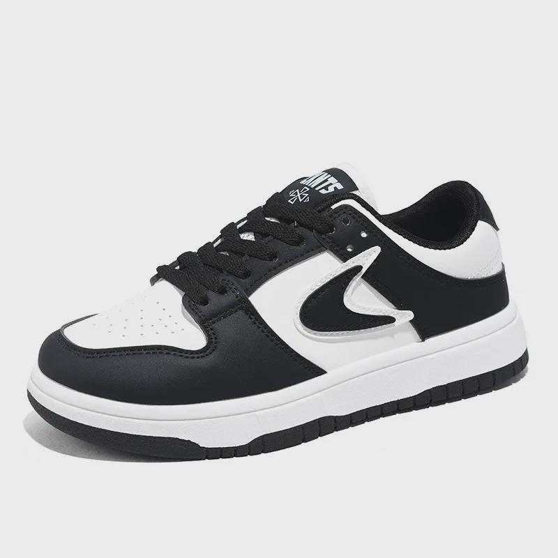 Женские кроссовки в гонконгском стиле: 2024 Модные повседневные белые спортивные туфли на шнуровке