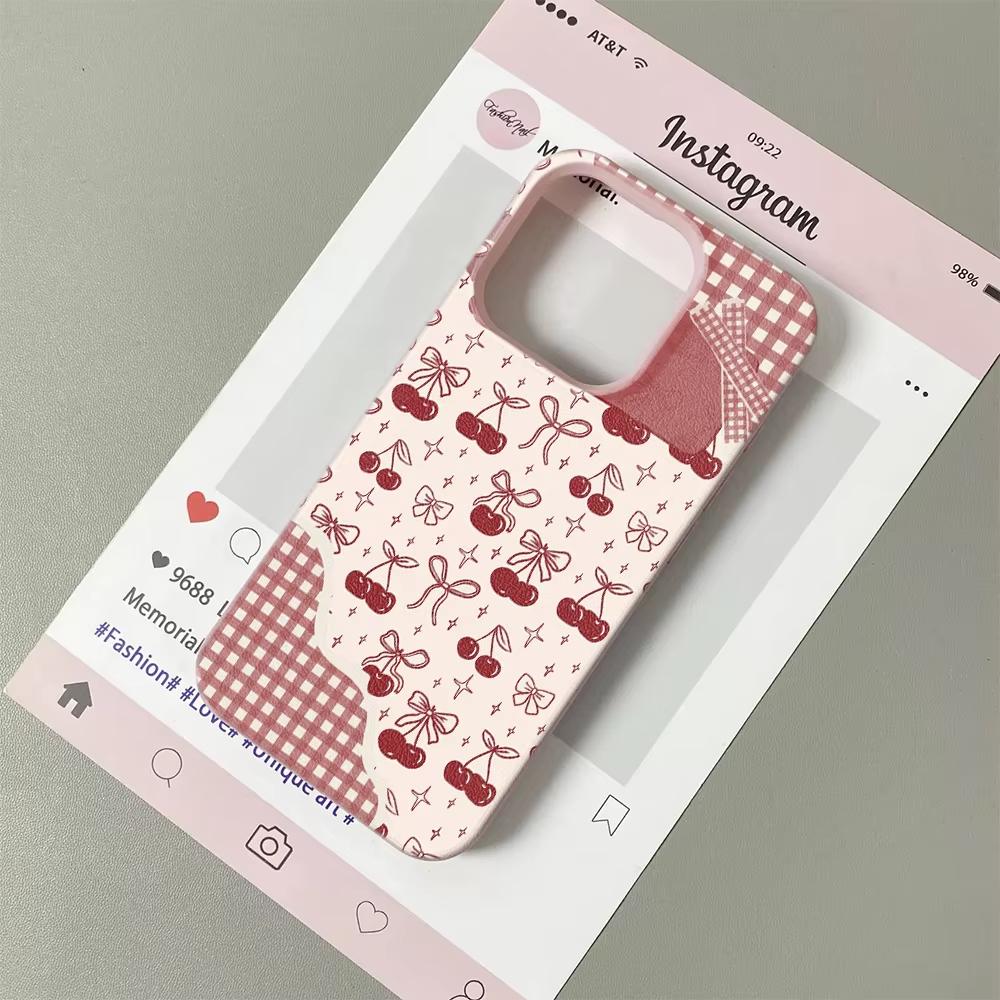 Милый кремовый чехол для телефона из силикона с вишневым бантом для iPhone 17 17 Air 13 16 15 14 12 11 Pro Max 15 16 Plus Мягкая крышка с текстурой личи