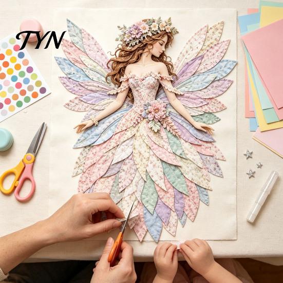 Набор для рукоделия из ткани ручной работы «Сказочный пэчворк» DIY Kit, Цветочный набор для ручного шитья для начинающих с вырезанными деталями и инструкциями для женщин и девочек