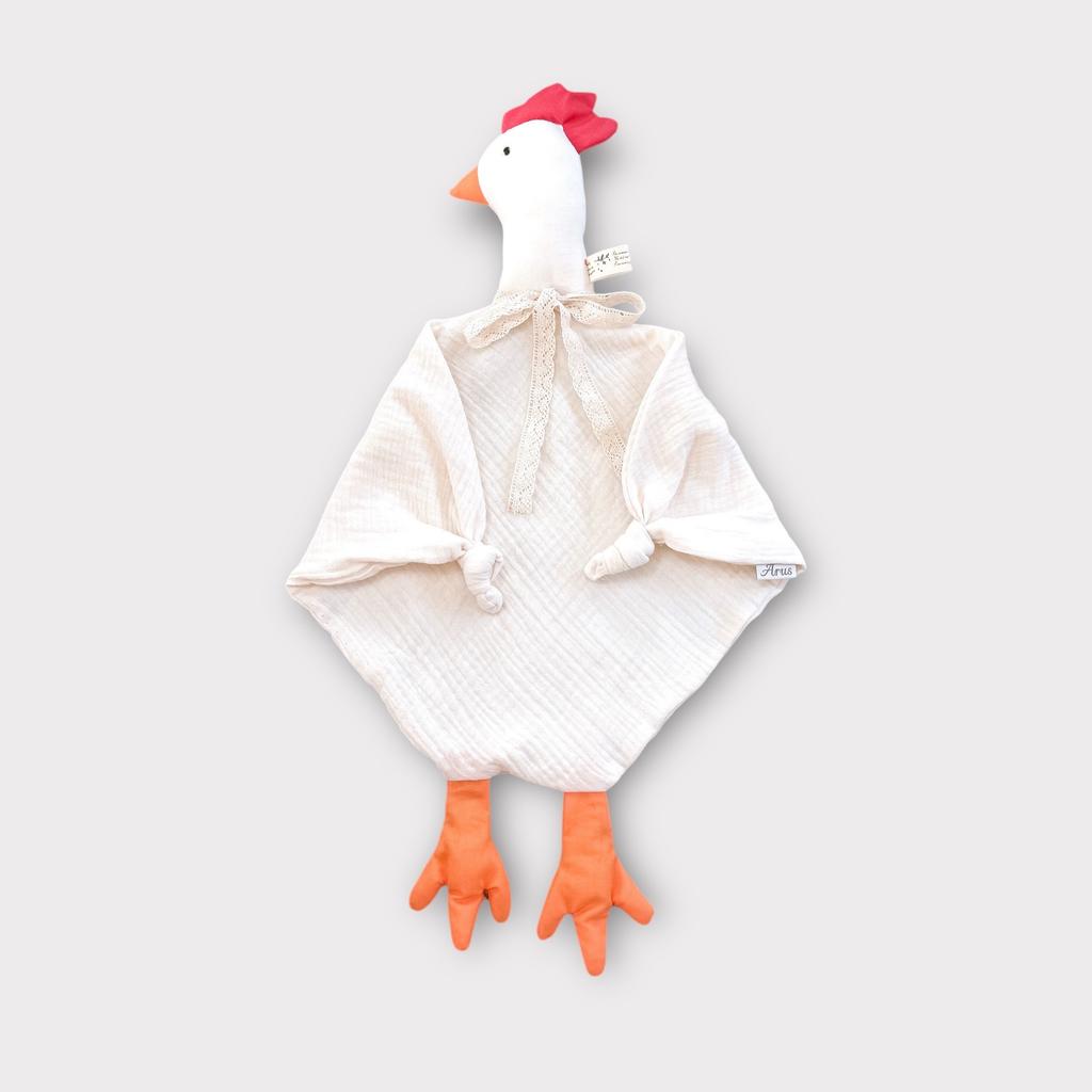 Handmade muslin cuddly toy HEN LATTE