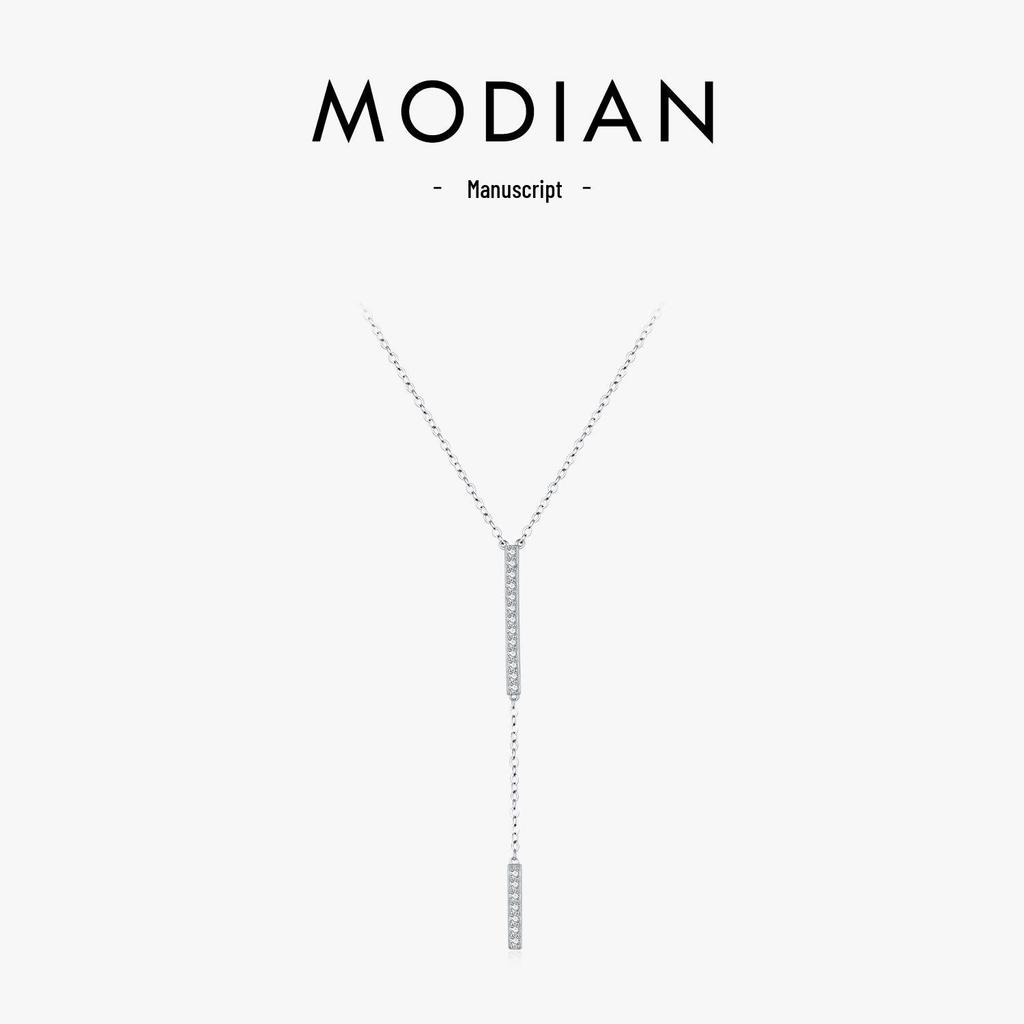 MODIAN Изящное Y-образное серебряное ожерелье S925 с полным покрытием бриллиантами для женщин
