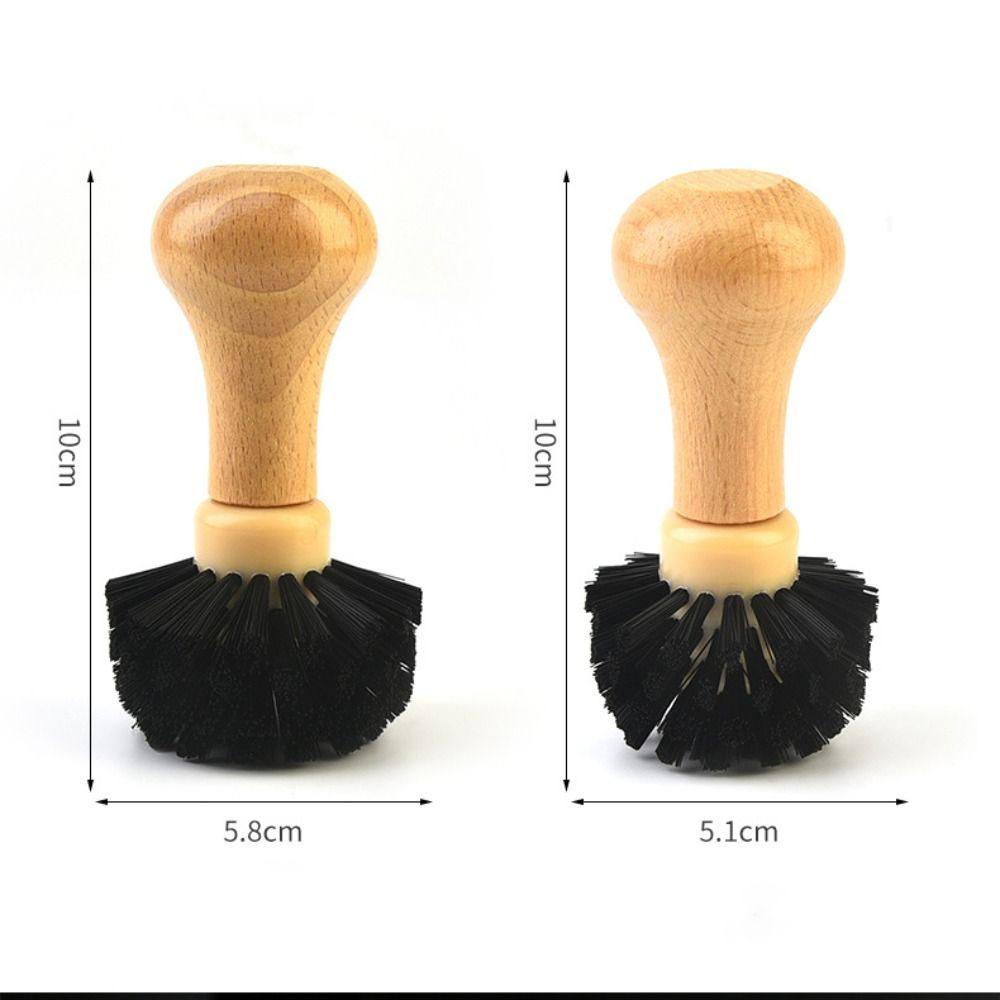 Dense Bristles Espresso Brush Wooden Handle Barista Cleaning Tool Portafilter Basket