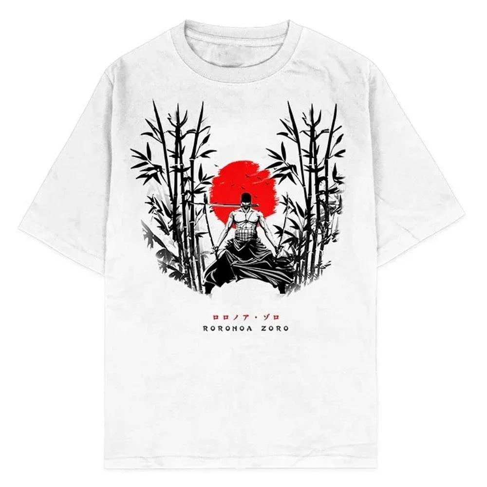 One Piece Tee Men Casual Oversized Washed Harajuku Tshirt Japanese Anime