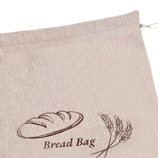 Homemade Bread Storage Pouch Single-layered Food Grade Large Capacity Drawstring Sealing Reusable with Liner Picnic Commute Preservation Bag