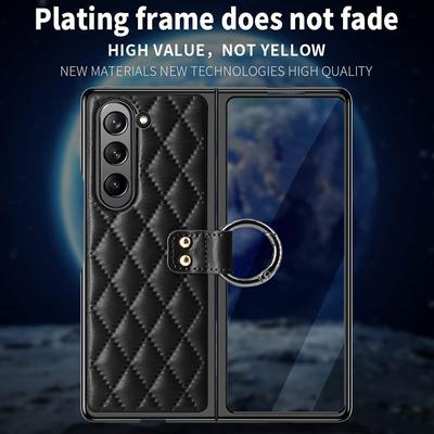 Роскошный кожаный чехол-держатель с ромбом для Samsung Galaxy Z Fold 6 5 4 3 ZFold5, складной чехол из закаленного стекла, ударопрочный, твердый чехол