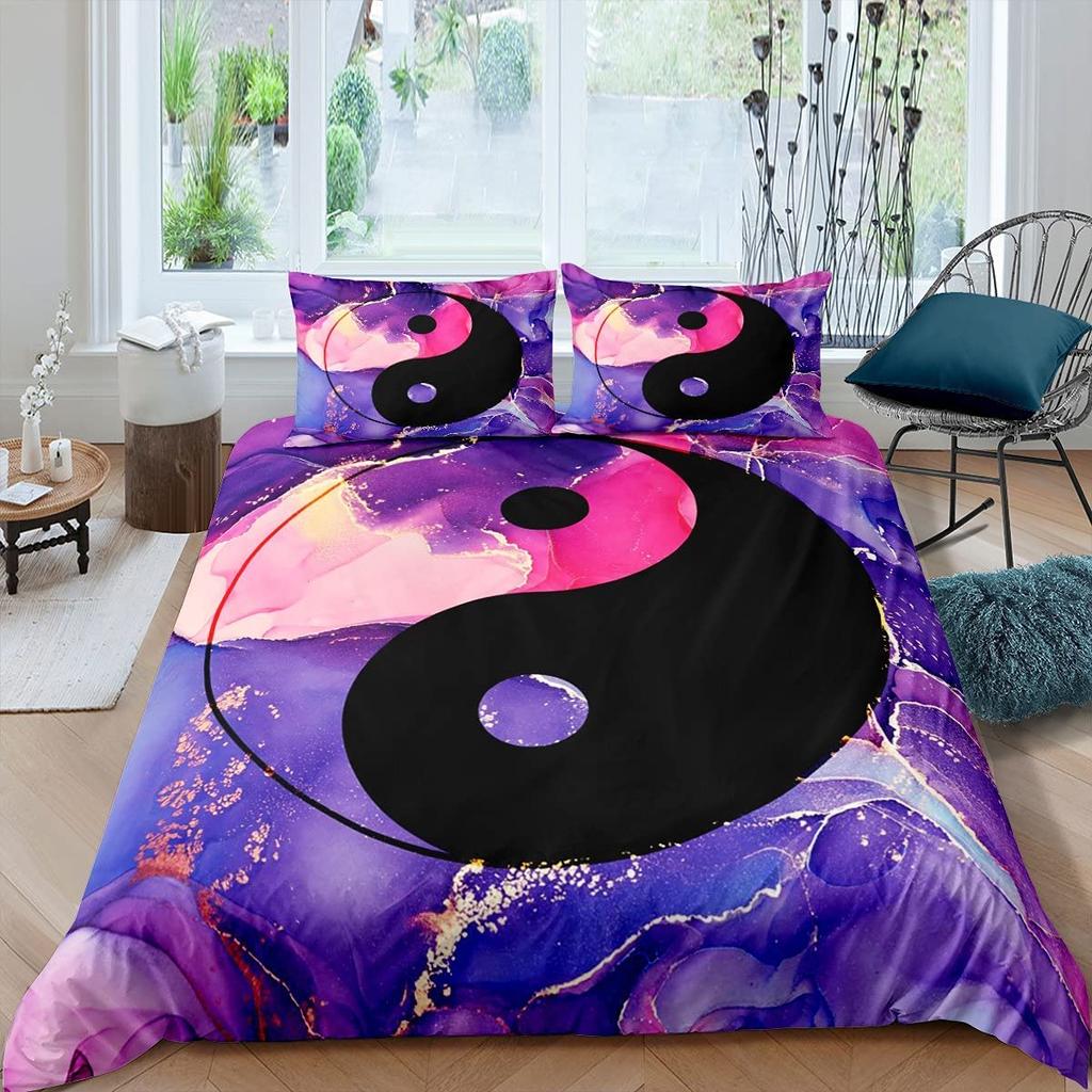 Black And White Duvet Cover Set Bohemian Mandala Bedding Set For Kids Child Yin And Yang Polyester Comforter Cover King Size