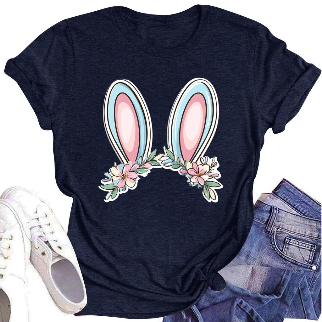 Women's Printed Round Neck Short-sleeved T-shirt Top