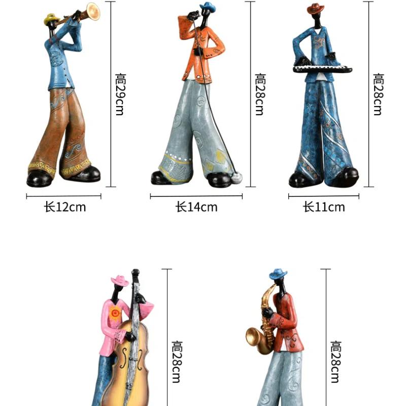 Ретро-статуэтки рок-групп из смолы – скульптуры музыкантов с инструментами для украшения дома и бара
