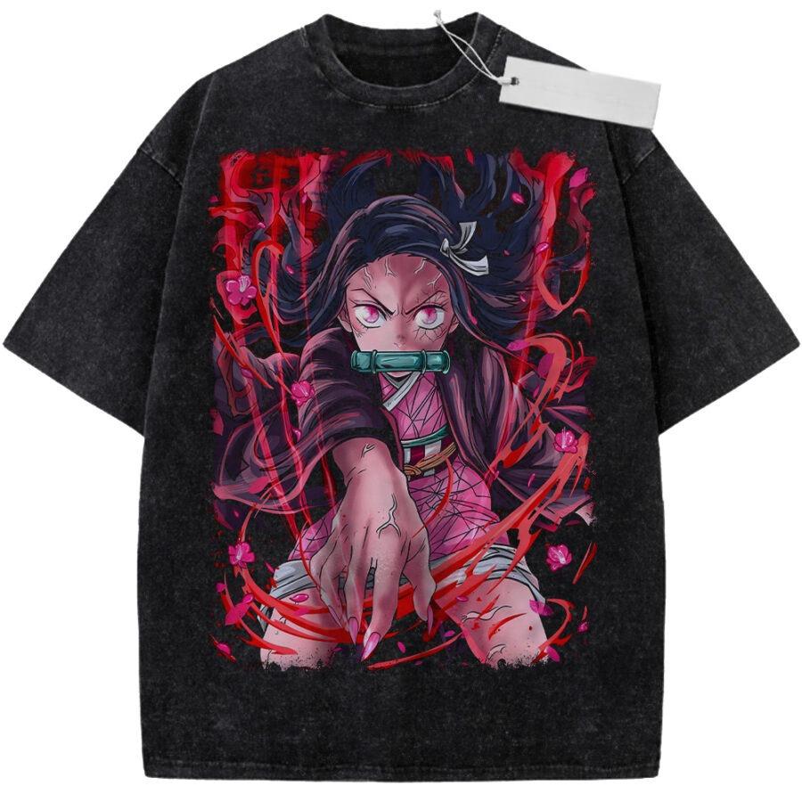 Unisex Washed Black Vintage Tshirt One Piece Nico Robin Highquality Fabric for Home Leisure Travel Shopping
