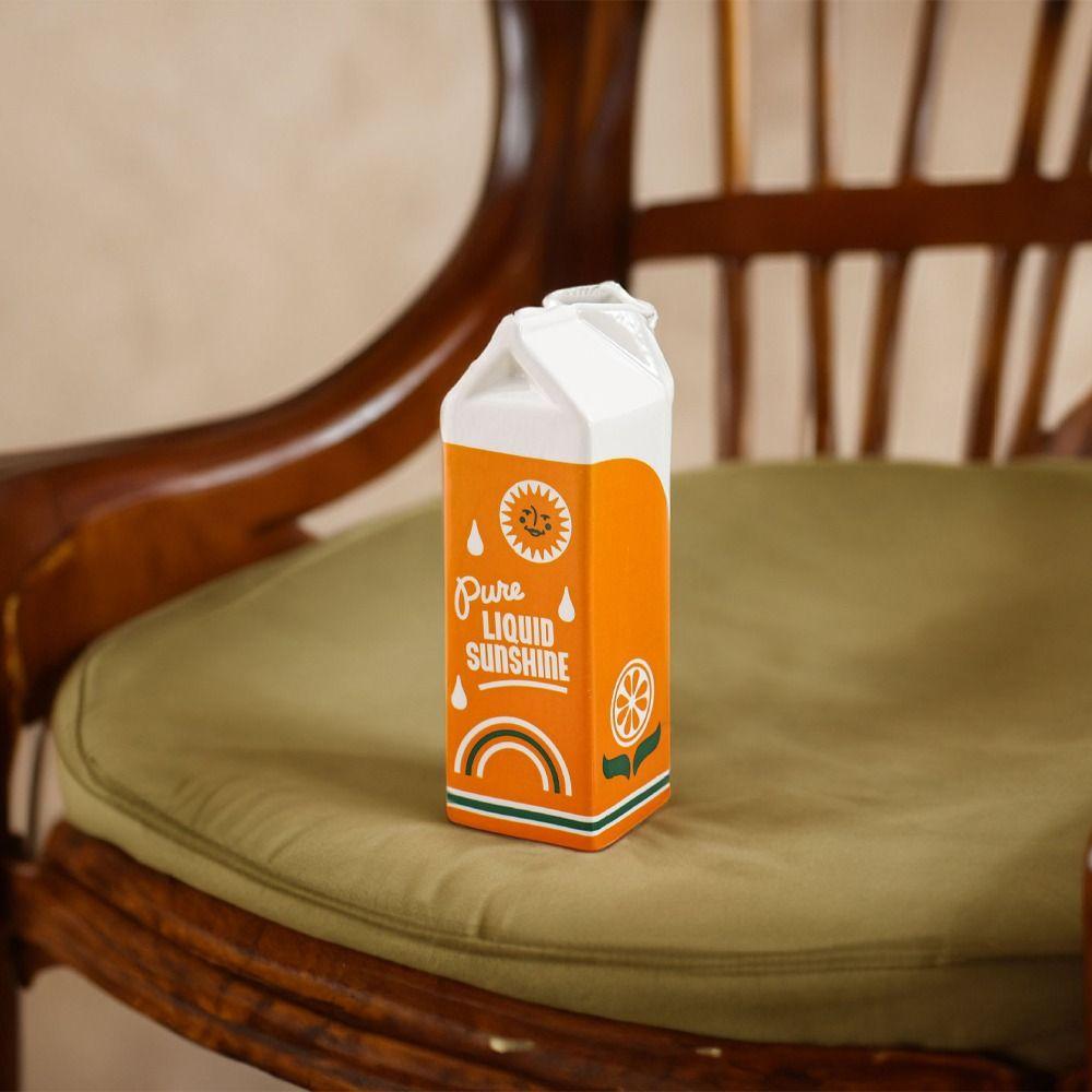 Ceramic Orange Juice Vase Vintage Flower Vases Durable Juice Box Vase  Home Room Decor