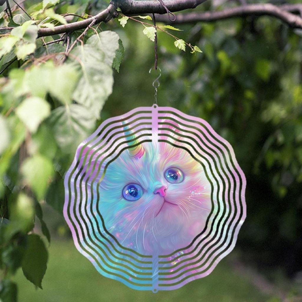 10 Inch Rotating Wind Chime with Cat Design 360 Degree Hook for Garden Balcony Decor Summer Spring Gift for Friends Family