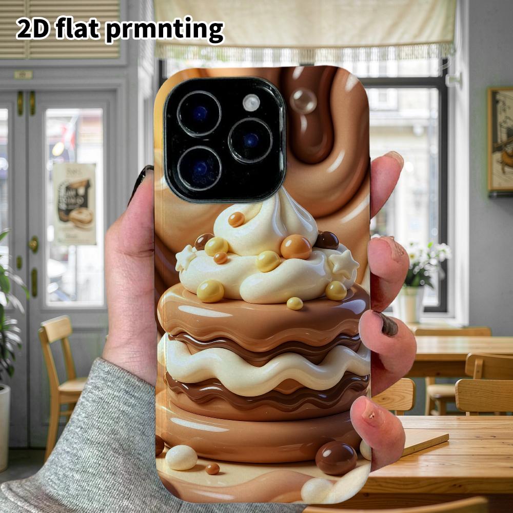Phone case: 2D flat design suitable for iPhone 18 17 16 15 14 13 Pro protective case, multi-layer cake, perfect Christmas and Halloween holiday gift