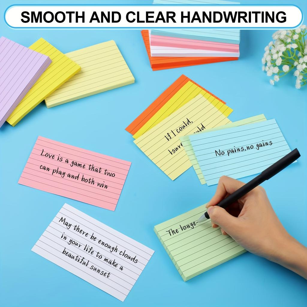 200 Sheets Colored Index Cards 3x5, Double-Sided Blank Notes Flash Cards for Studying 3x5 Lined, Flashcards (8 Colors)