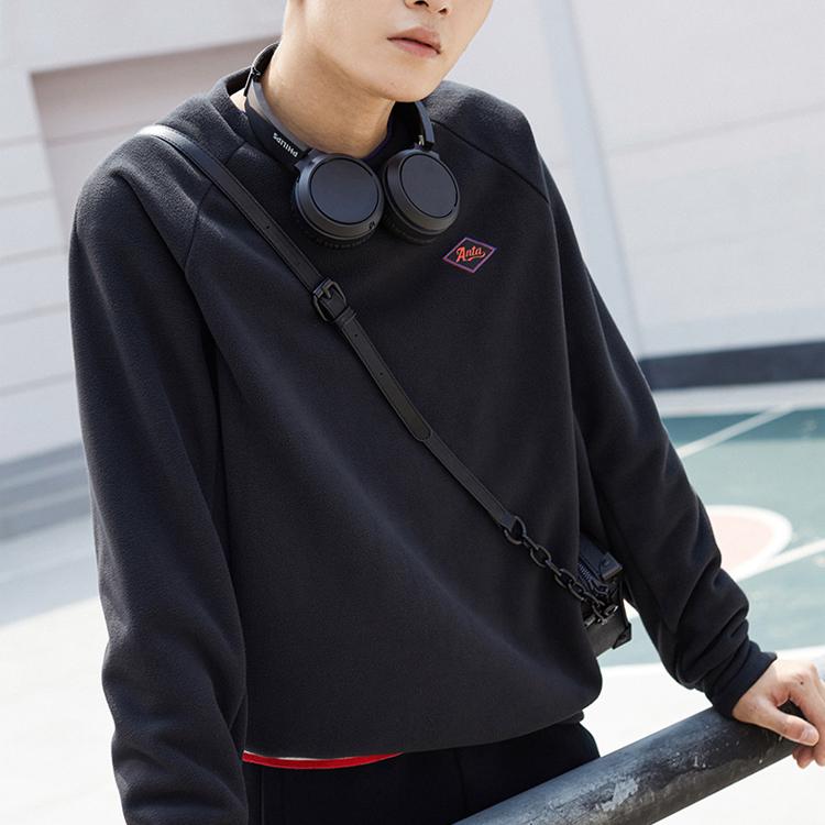 ANTA Life Collection Sweatshirts Unisex Black Crew Neck Thickened Regular 952148734-4