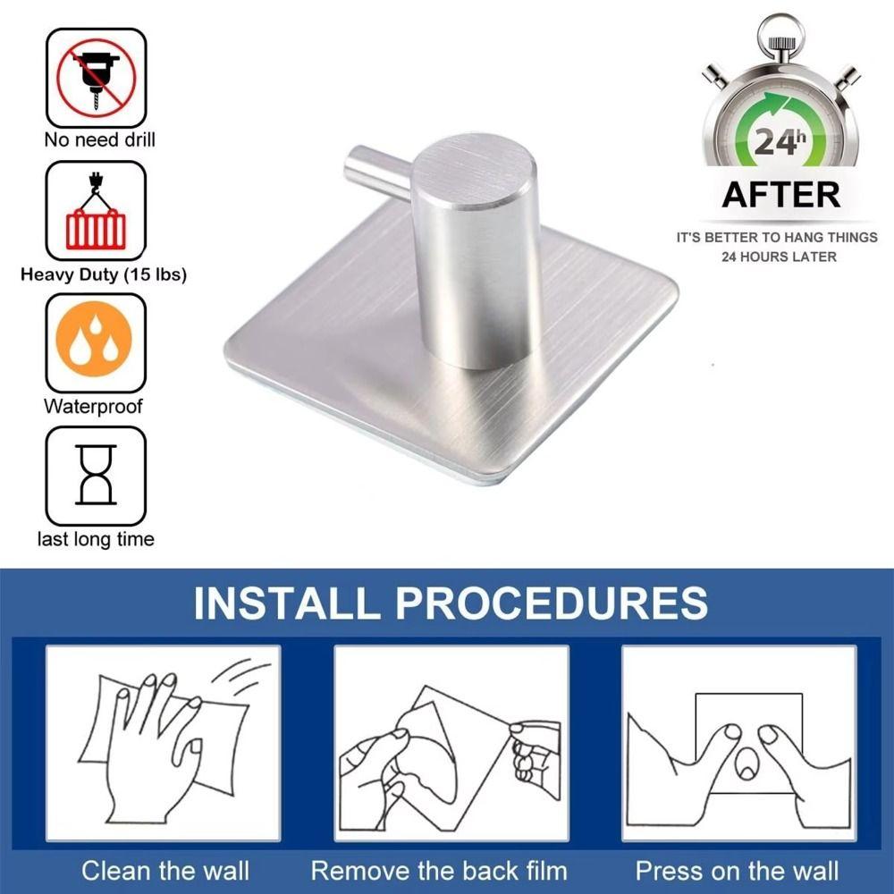 4Pcs Multi-Purpose Stainless Steel Hooks No Drilling Towel Rack  Bathroom Kitchen Hardware