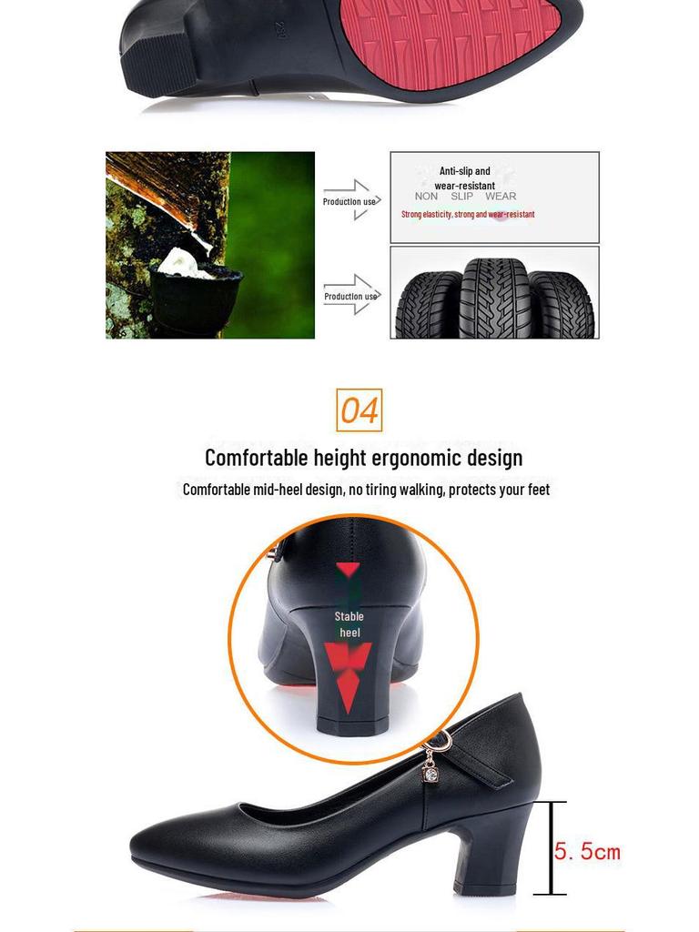 Туфли из мягкой кожи на среднем каблуке с пряжками на ремешках для работы и танцев с ципао, подходят женщинам среднего возраста, черная мягкая подошва для осени.
