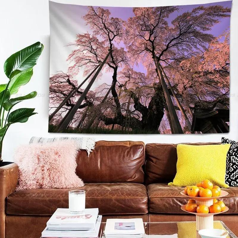 Гобелен для гостиной в офисе Гобелен с изображением цветущего леса Гобелен для украшения стен дома