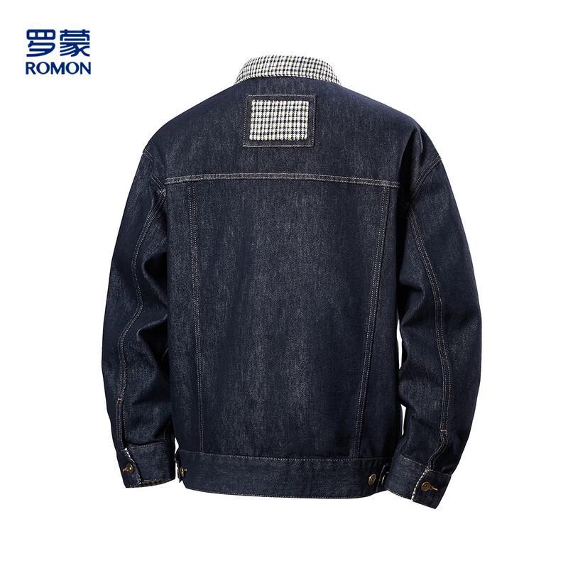 ROMON Men's Contrast Design Denim Jacket
