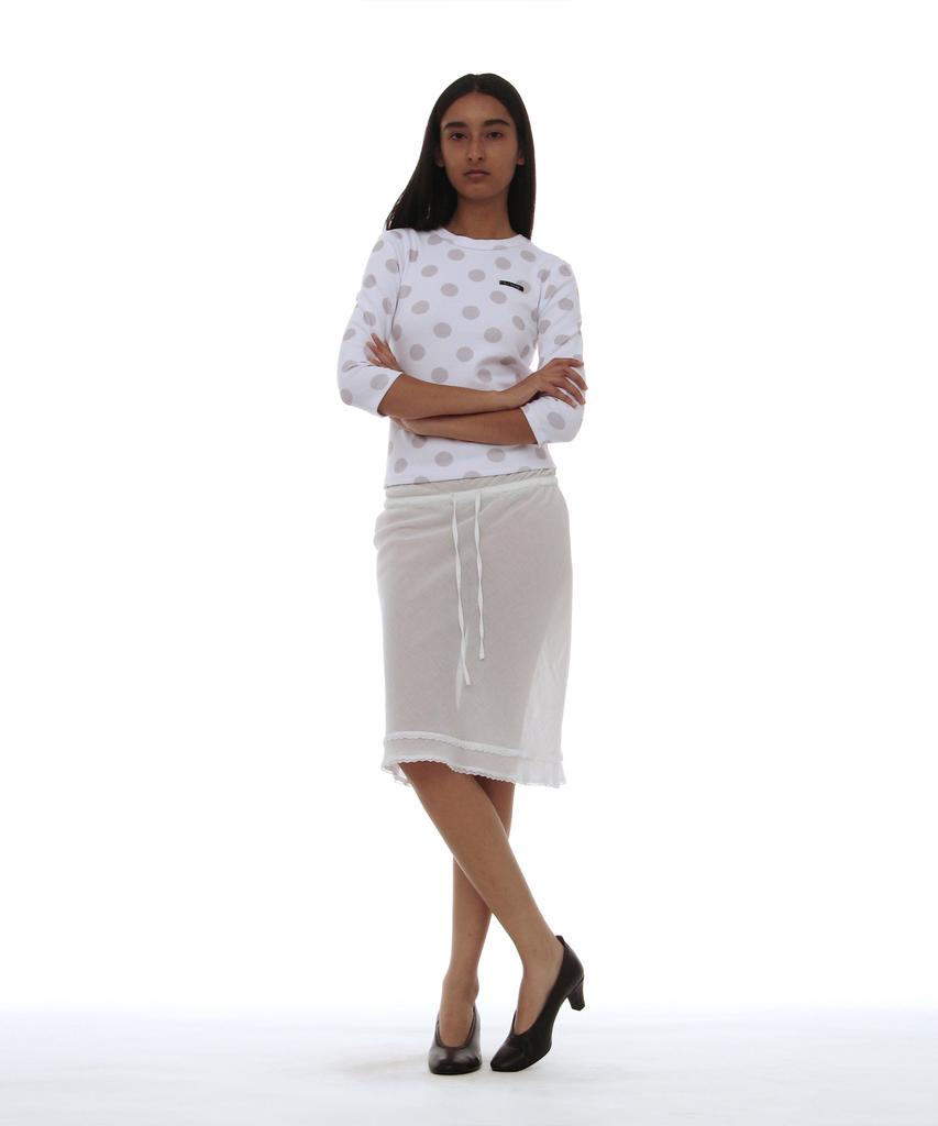 Юбка midi Partimento Woman Pwc с кружевной отделкой_Белый