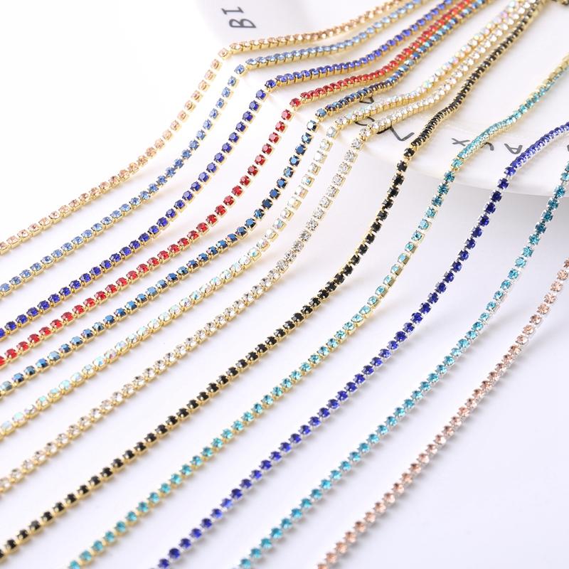 5M Rhinestone Drill Chain 2mm Glass Rhinestone Claw Chain Trim DIY Sewing Costume Craft Performance Clothing Decor Accessories
