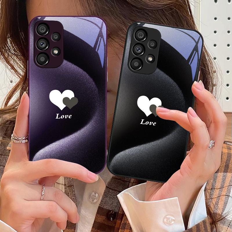 Градиентное белое сердце Для Samsung S 25 S25 Edge S25Ultra S8 S9 S10 20 U ltra S21 Pro S22 Plus S23 FE S24 Ultra Стеклянный чехол для телефона